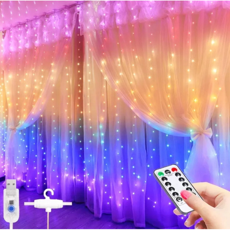 Kurtyna świetlna LED 3x2,8m - multikolor