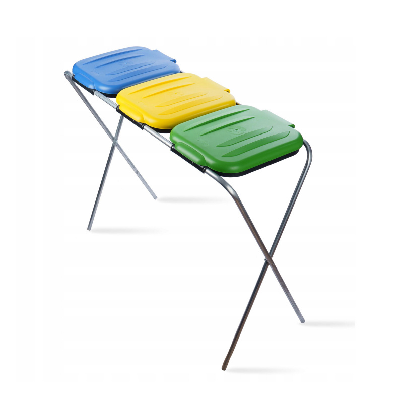 Aga Stojak na worki na śmieci 3x120 l Żółty, Niebieski, Zielony