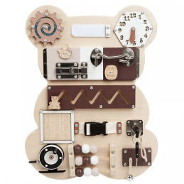 Aga4Kids Drewniana TABLICA MANIPULACYJNA Montessori Miś Aga4Kids Drewniana TABLICA MANIPULACYJNA Montessori Miś