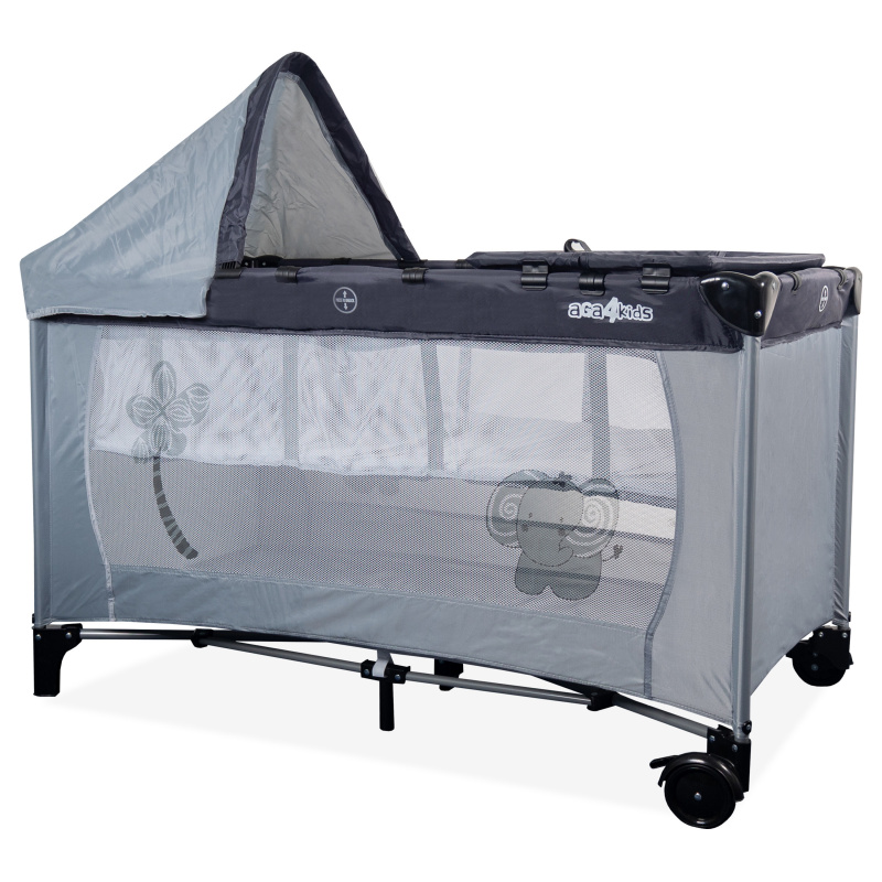 Aga4Kids Łóżeczko turystyczne + przewijak MR6672 Jasno szary