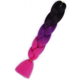 Włosy syntetyczne tęczowe ombre czarny-fiolet-róż Włosy syntetyczne tęczowe ombre czarny-fiolet-róż