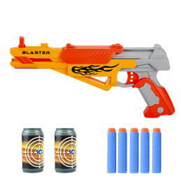 PISTOLET NA NABOJE PIANKOWE STRZAŁKI + 6 szt. naboi + 2 tarcze
