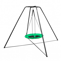 Aga Huśtawka ogrodowa okrągła 100 cm zielono-czarna dla dzieci stelaż stalowy