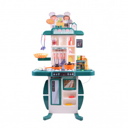 Aga4Kids KUCHNIA DLA DZIECI PLASTIKOWA - efekty świetlne i dźwiękowe, efekt pary i podłączenie do wody w kranie + akcesoria MR6134 Zielony