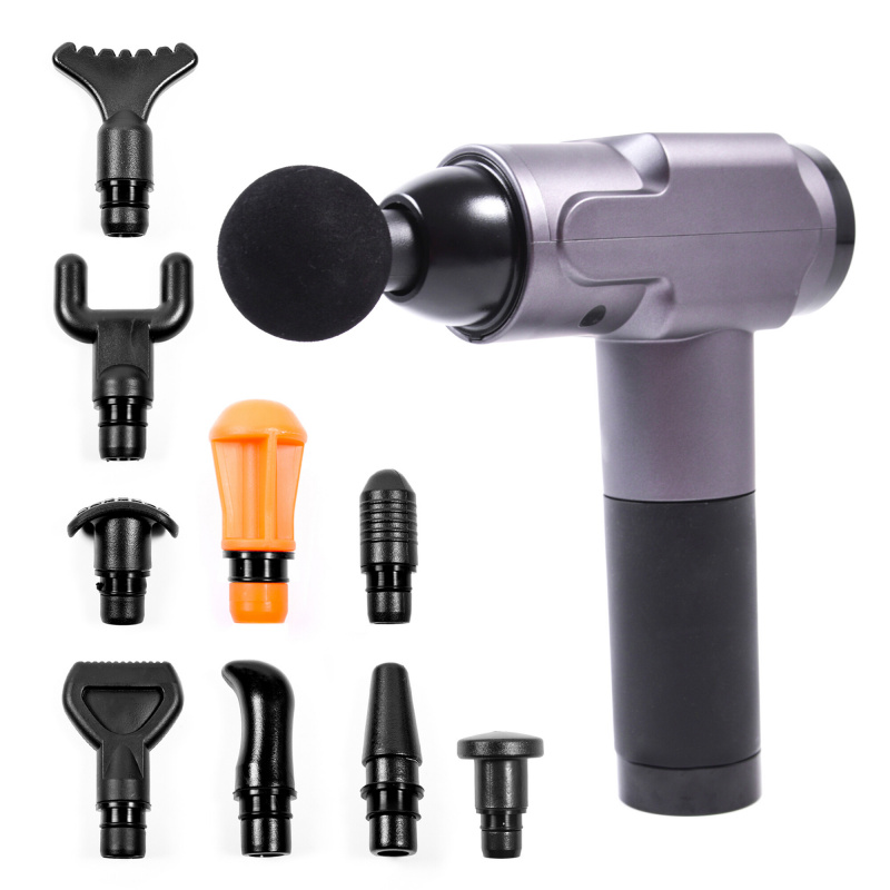 Aga Pistolet do masażu Masażer do ciała + Torba + Wymienne końcówki DS1603 Siwy