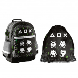 Zestaw Paso School plecak trójkomorowy + worek Gra