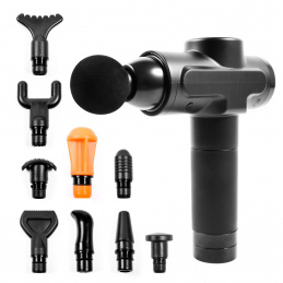 Aga Pistolet do masażu Masażer do ciała + Torba + Wymienne końcówki DS1604 Czarny