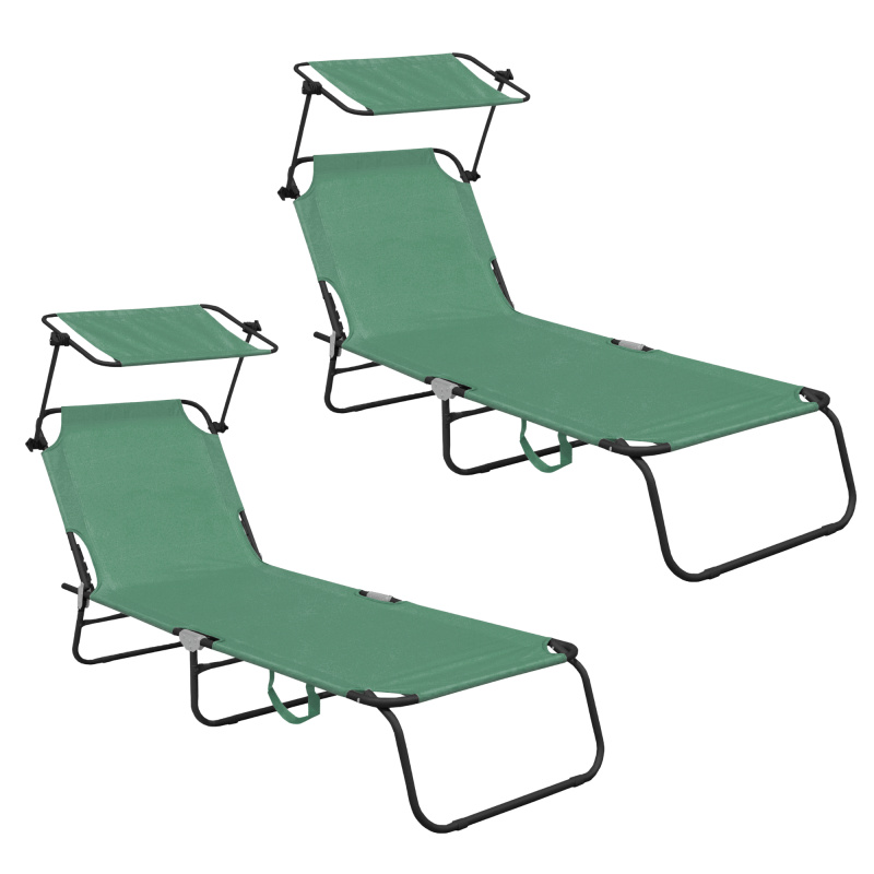Aga 2x Leżanka ogrodowa z baldachimem Jasnozielona