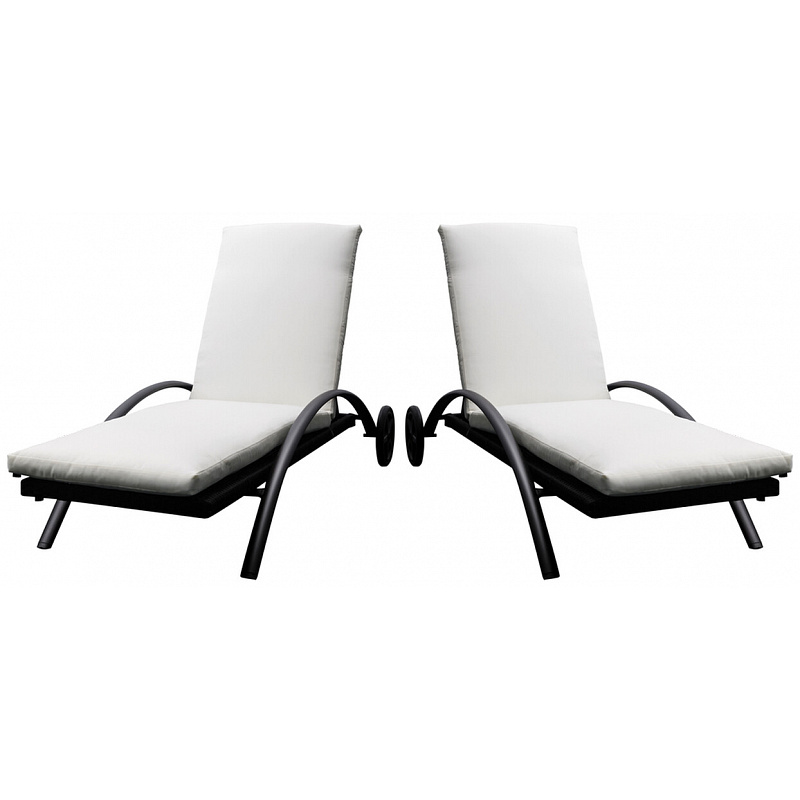 Aga 2x Ogrodowe leżaki regulowane LOUNGE polirattan Czarne - II. JAKOŚĆ