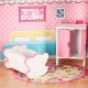 Domek dla lalek drewniany MDF + mebelki 70cm różowy LED
