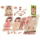 Puzzle drewniane warstwowe budowa ciała montessori dziewczynka