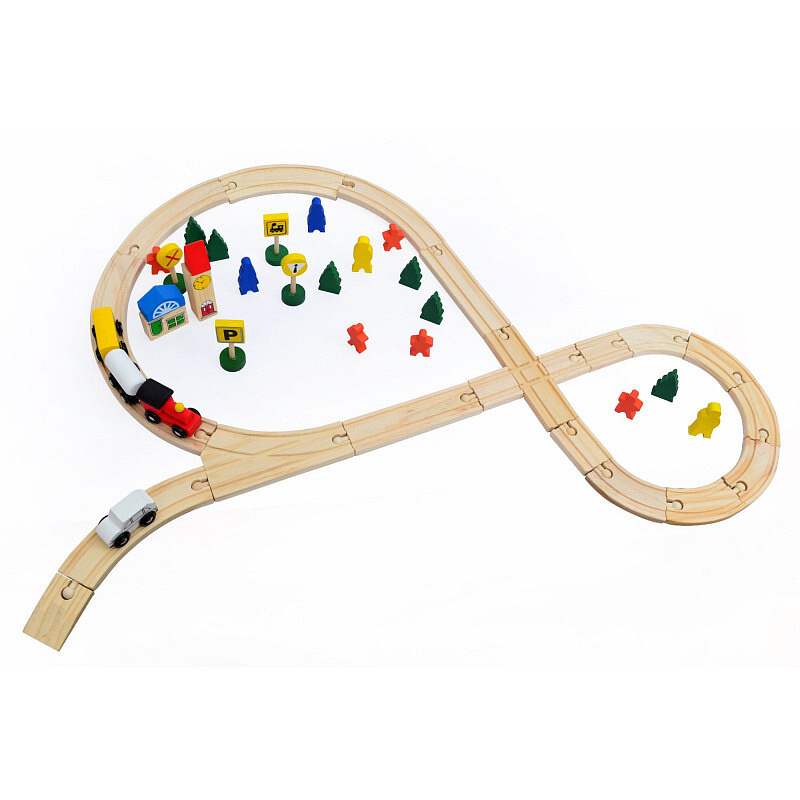 Wooden Toys Drewniana kolejka 48 elementów 6DZ074 - II.GATUNEK