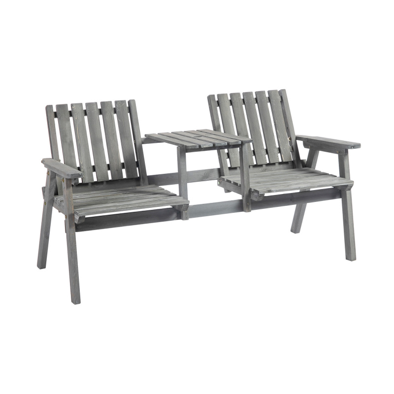 Aga Ławka ogrodowa ze stołem 152x70x83 cm Szara