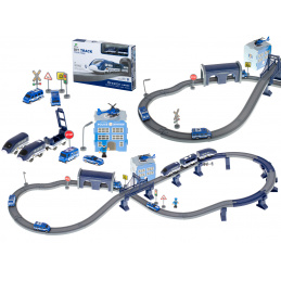 Kolejka elektryczna pociąg policja autka 92 elementy ~300cm