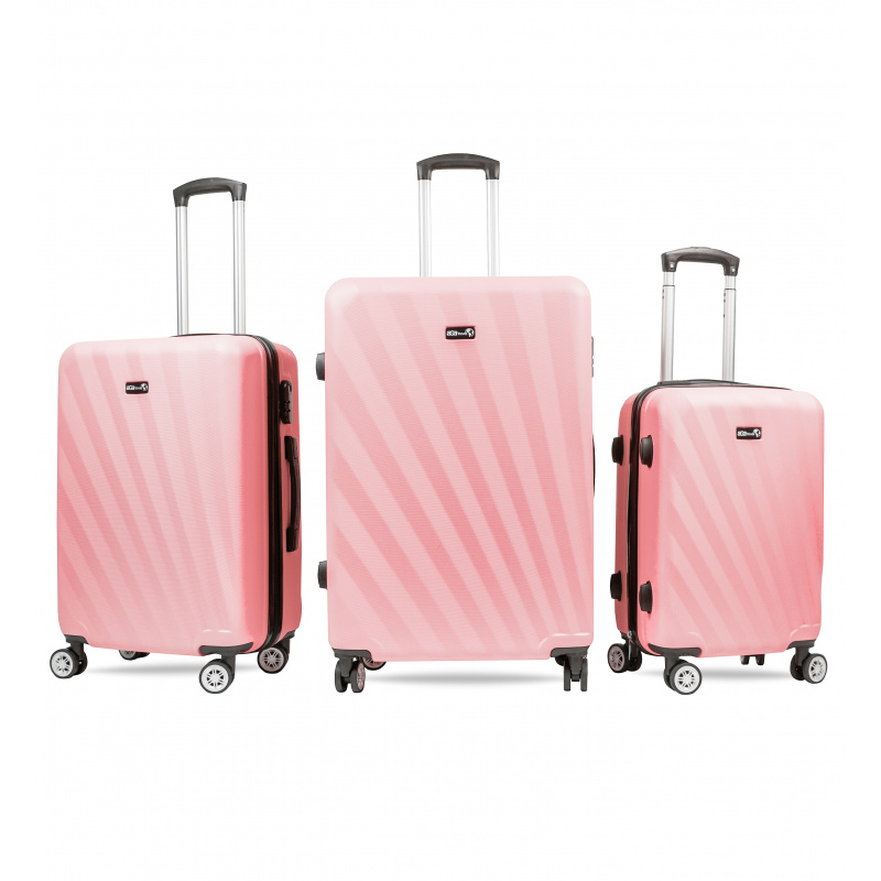 Aga Travel ZESTAW WALIZEK 3w1 KOMPLET WALIZKA PODRÓŻNA BAGAŻ MR4653 Różowy