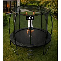 Aga SPORT EXCLUSIVE Trampolina 250 cm Czarna + siatka ochronna + drabinka - II. JAKOŚĆ