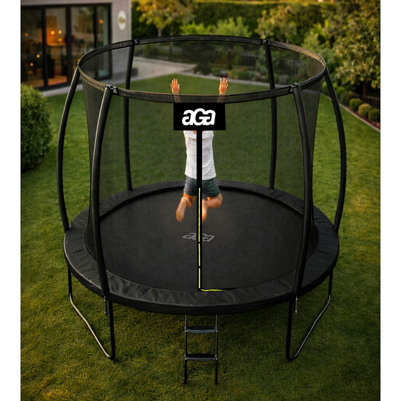 Aga SPORT EXCLUSIVE Trampolina 250 cm Czarna + siatka ochronna + drabinka - II. JAKOŚĆ