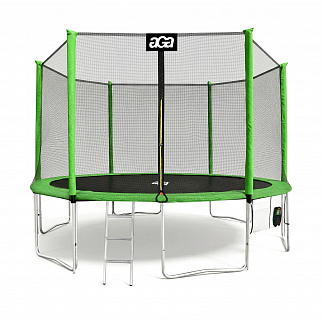 Trampolina Aga SPORT PRO 430 cm Jasnozielona + siatka ochronna + drabinka + kieszeń na buty