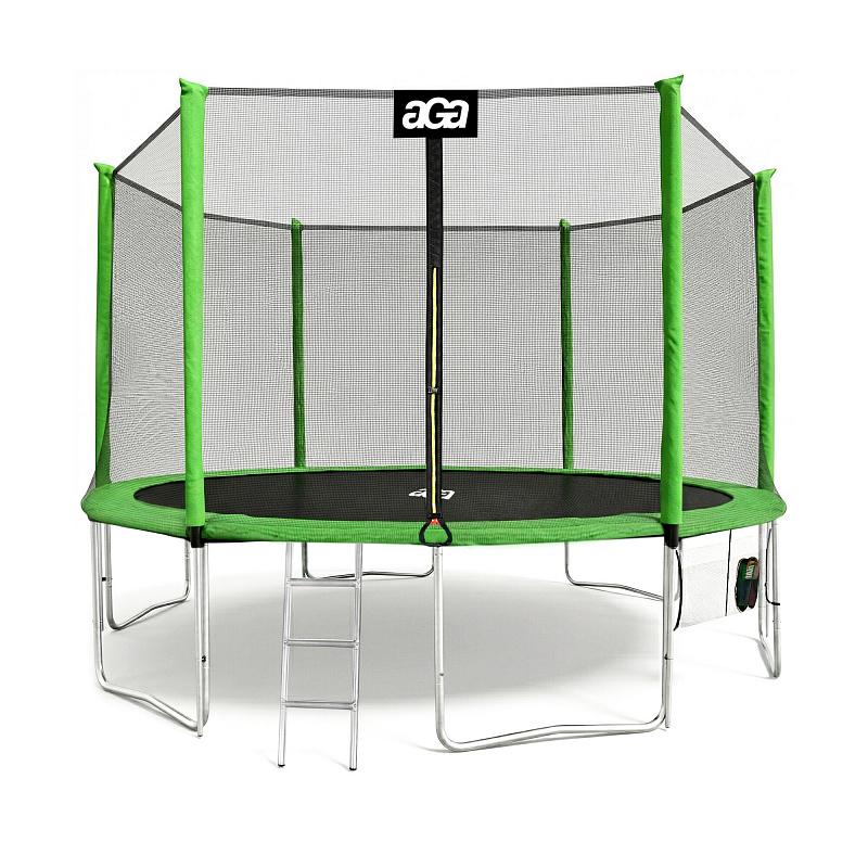 Trampolina Aga SPORT PRO 430 cm Jasnozielona + siatka ochronna + drabinka + kieszeń na buty