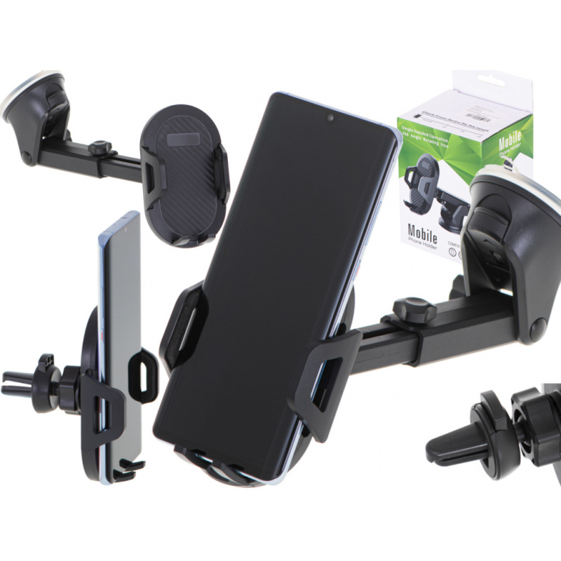 Uchwyt samochodowy 2w1 na telefon nawigację do kratki nawiewu na kokpit szybę