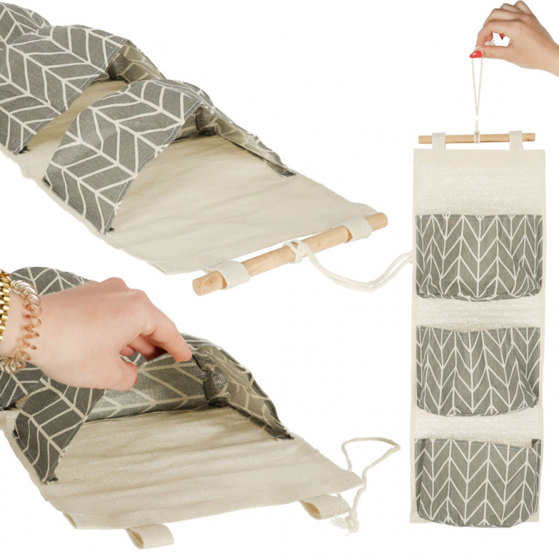 Organizer pojemnik wiszący worek na zabawki szary