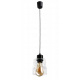 Wisząca lampa sufitowa, żyrandol LED E27, szkło, rolowane, przezroczyste