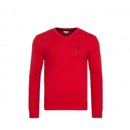 U.S. Polo ASSN. Sweter V-neck Czerwony