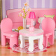 Domek dla lalek drewniany MDF + mebelki 70cm różowy LED