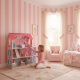 Domek dla lalek drewniany MDF + mebelki 70cm różowy LED