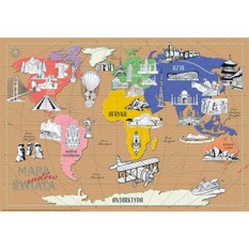 Mapa do kolorowania XXL - Cuda Świata 4l+ MONUMI uniwersalny