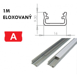 Profil aluminiowy do taśm LED A Powierzchnia 1m ELOXED