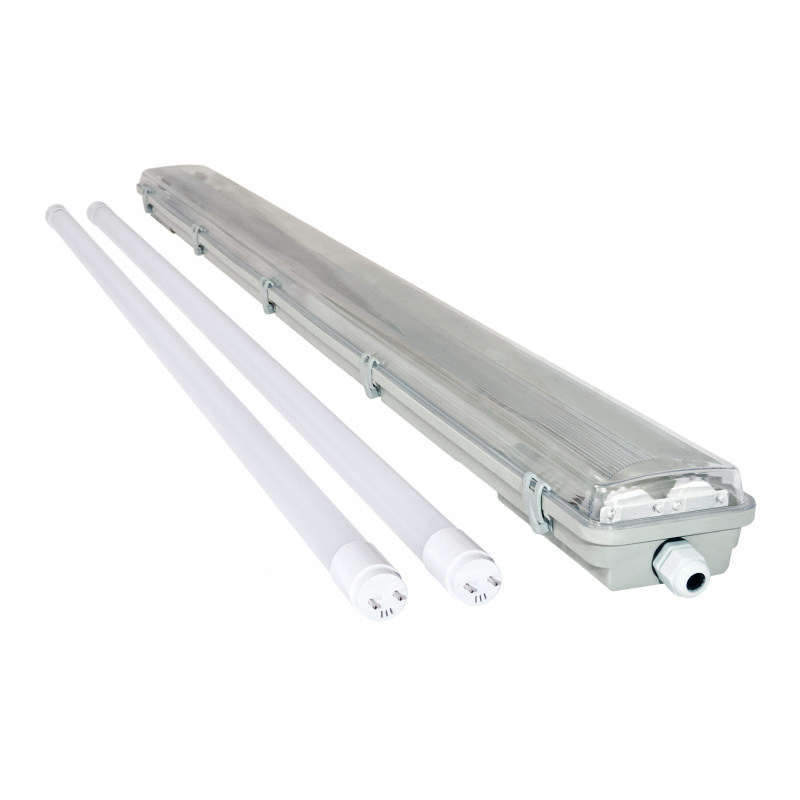 Oprawa hermetyczna + świetlówki LED 2x120cm Zimna biała