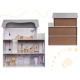 Domek dla lalek drewniany + mebelki 70cm szary