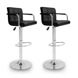 Aga 2x Krzesło barowe z podłokietnikami Czarne