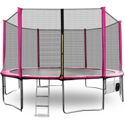 Trampolina Aga SPORT PRO 430 cm różowa + siatka ochronna + drabinka + kieszeń na buty