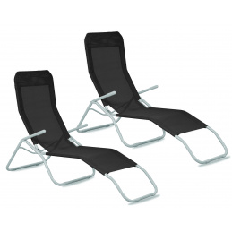 Aga 2x Leżak ogrodowy SIESTA Czarny