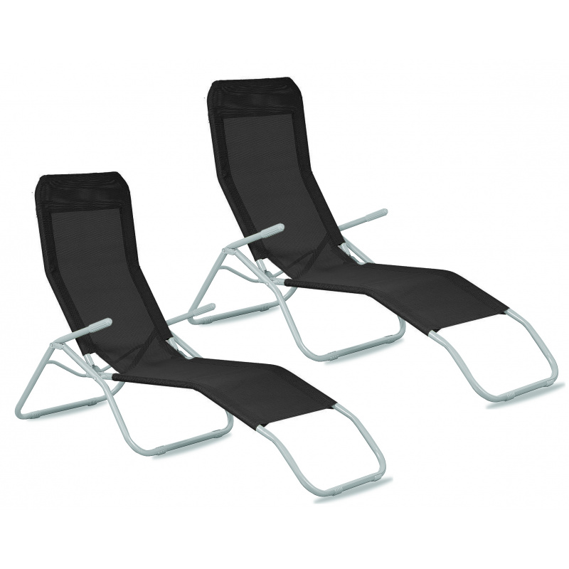 Aga 2x Leżak ogrodowy SIESTA Czarny
