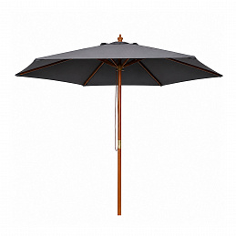 Linder Exclusiv Parasol ogrodowy z drewnianą konstrukcją 300 cm Ciemnoszary