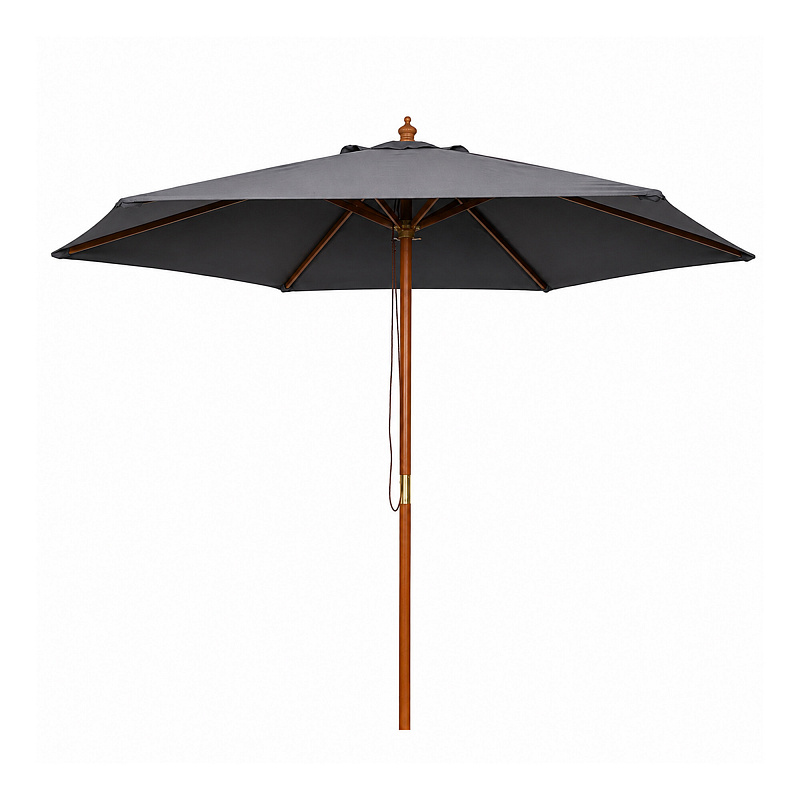 Linder Exclusiv Parasol ogrodowy z drewnianą konstrukcją 300 cm Ciemnoszary