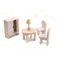 Domek dla lalek drewniany + mebelki 70cm szary