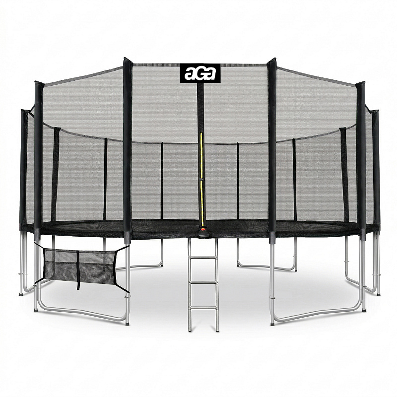 Aga SPORT PRO Trampolina 518 cm Czarna + siatka ochronna + drabinka + kieszeń na obuwie