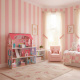 Domek dla lalek drewniany MDF + mebelki 70cm różowy LED