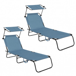 Aga 2x Leżanka ogrodowa z baldachimem Jasnoniebieska