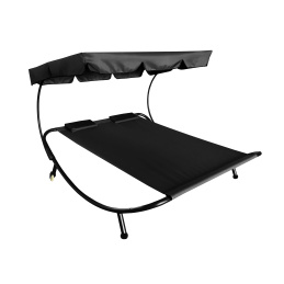 Aga Leżanka Leżak dla dwojga z baldachimem stal czarny