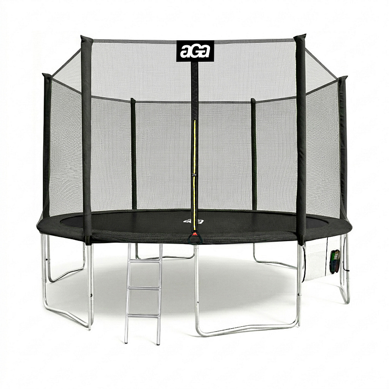 Aga SPORT PRO Trampolina 430 cm Czarna + siatka ochronna + drabinka + kieszeń na obuwie