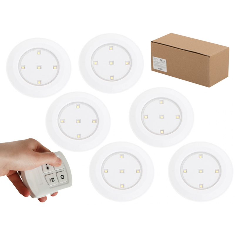 Lampka bezprzewodowa lampki LED na baterie 6szt. + pilot