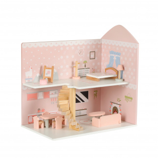 Aga4Kids DUŻY DREWNIANY Domek dla lalek DS5648