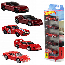 Hot Wheels 5 szt. samochodzików Ferrari JLN12