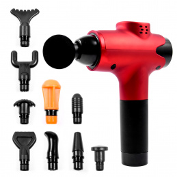 Aga Pistolet do masażu Masażer do ciała + Torba + Wymienne końcówki DS1601 Czerwony