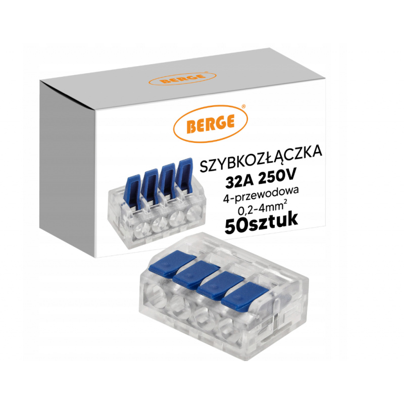 Zestaw 50 sztuk szybkozłączy elektrycznych 32A 4-drogowych 0,2-4mm